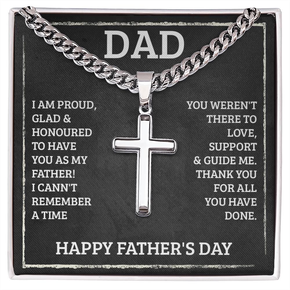 Artisan Cross Necklace - For Dad I Am Proud
