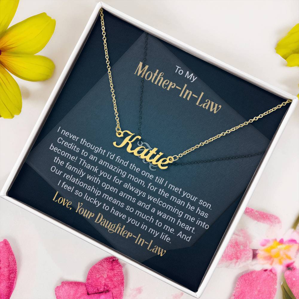 Custom Name Necklace w/ Message Card - For Mother-in-Law