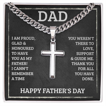 Artisan Cross Necklace - For Dad I Am Proud