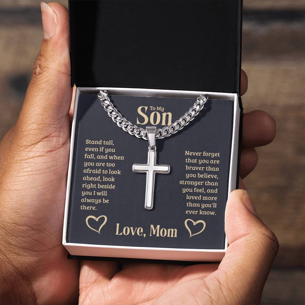 Artisan Cross Necklace - For Son From Mom