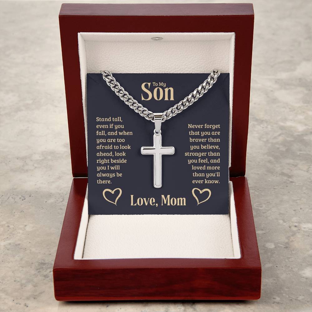Artisan Cross Necklace - For Son From Mom