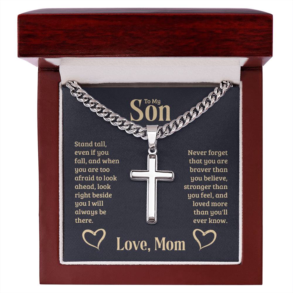 Artisan Cross Necklace - For Son From Mom
