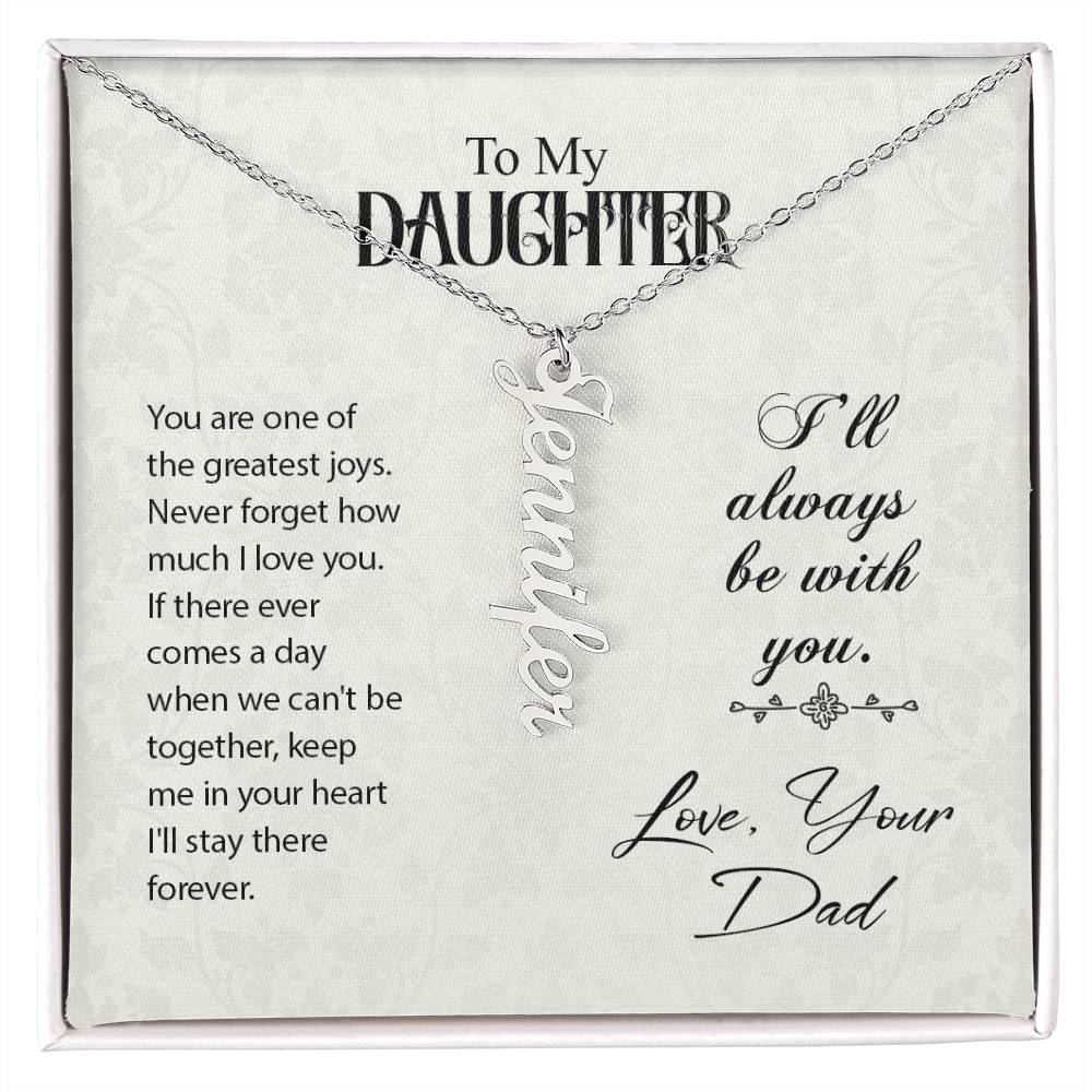 Vertical Name Necklace - For Daughter From Dad